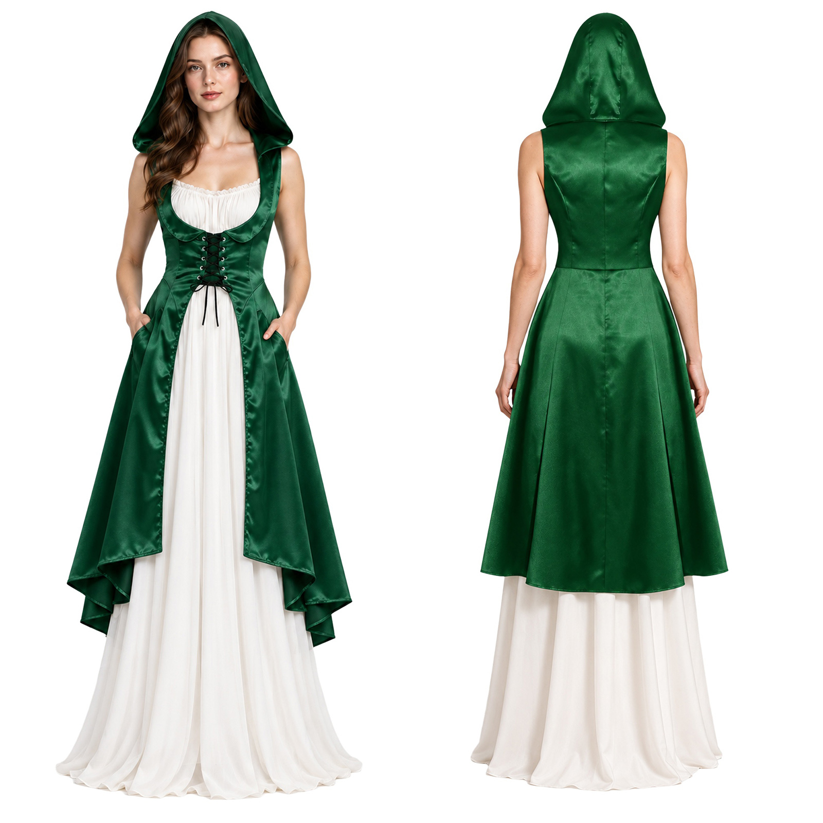 Lace Dress - Vestido medieval renacentista victoriano para mujer,