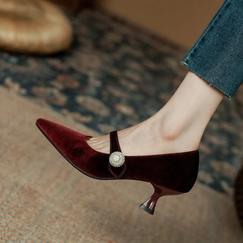 Womens Heels - Zapatos Mary Jane con punta puntiaguda