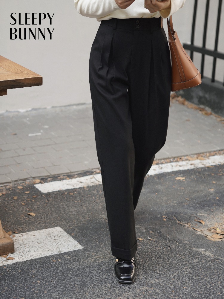 Tailored Trouser Wide - Pantalones tipo lana de cintura alta