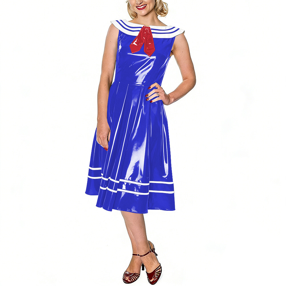 Midi Dress - Vestido Marinero Vintage para Mujer, Vestido