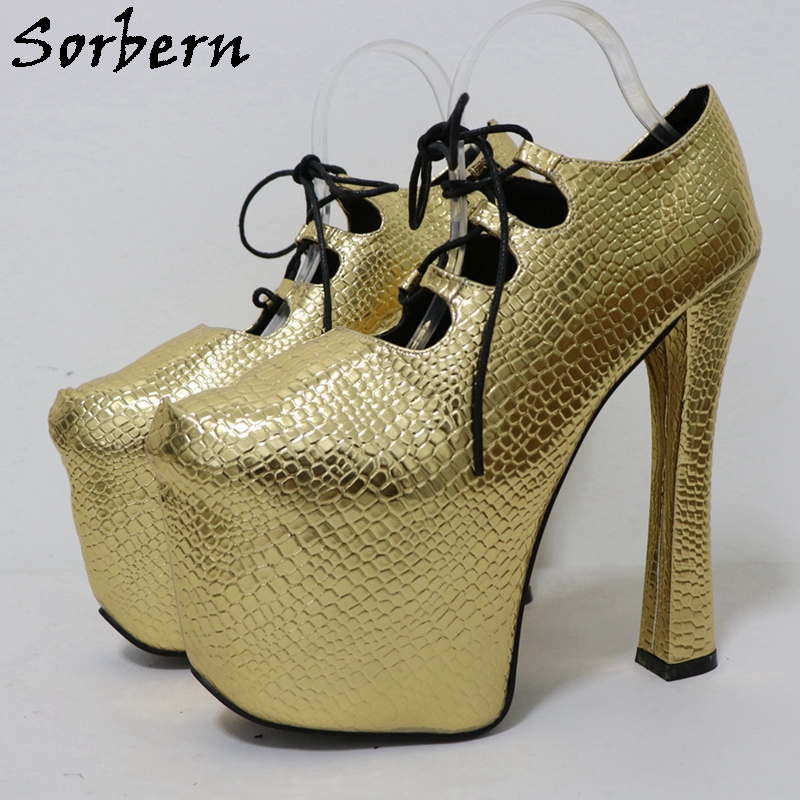 Sorbern Gold Crocodile 20Cm Bo - Pump Heel Block reseña y precio