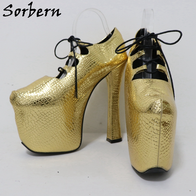 Sorbern Gold Crocodile 20Cm Bo - Pump Heel Block reseña y precio