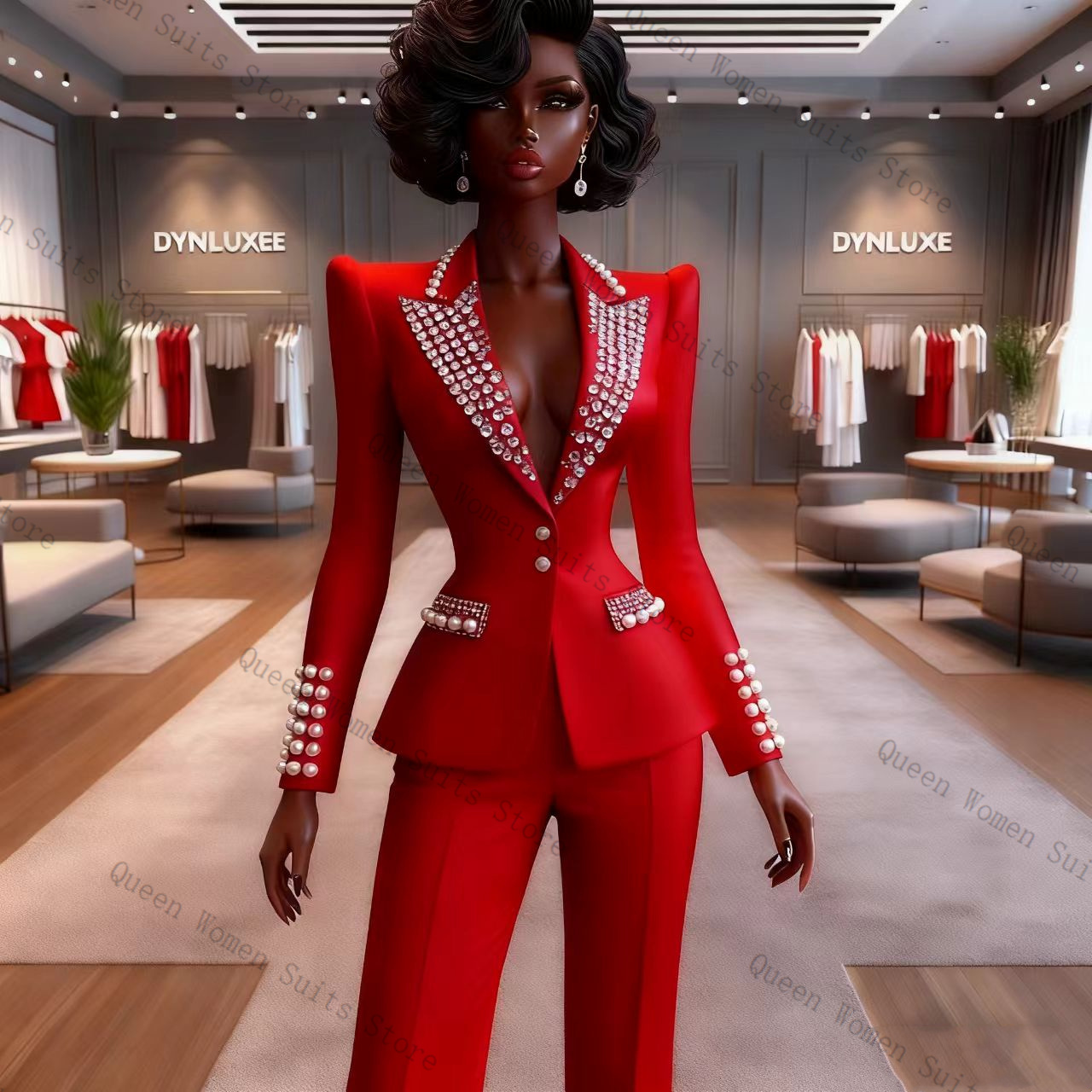 Conjunto de Pantalones de Traj - Women'S Red Formal Wear reseña y precio