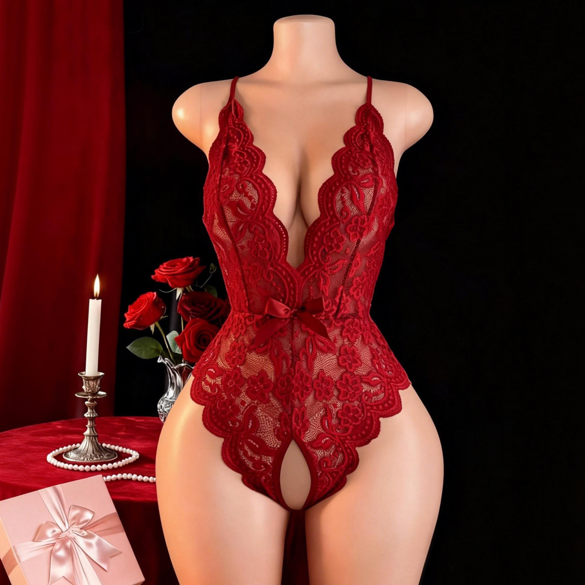 Lencería sexy sin entrepierna  - Lace Dress reseña y precio
