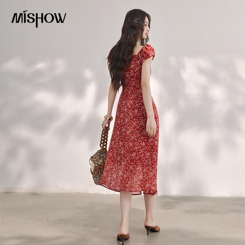 Vestido Midi de Gasa Rojo Flor - Women'S Red Formal Wear reseña y precio