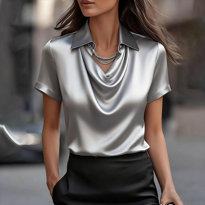 Camisa de satén que combina co - Silk Blouse reseña y precio