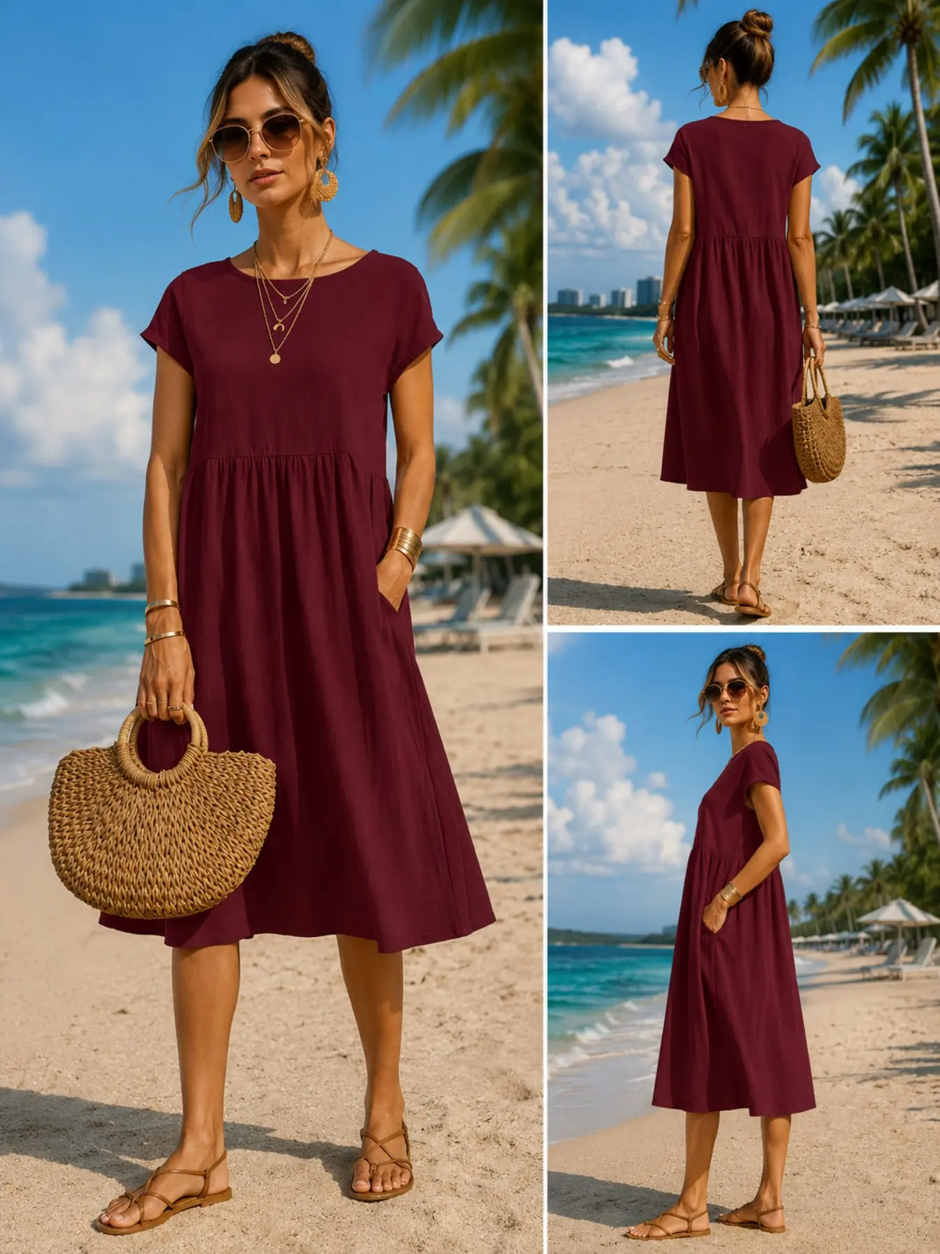 Vestido midi informal para muj - Midi Dress reseña y precio